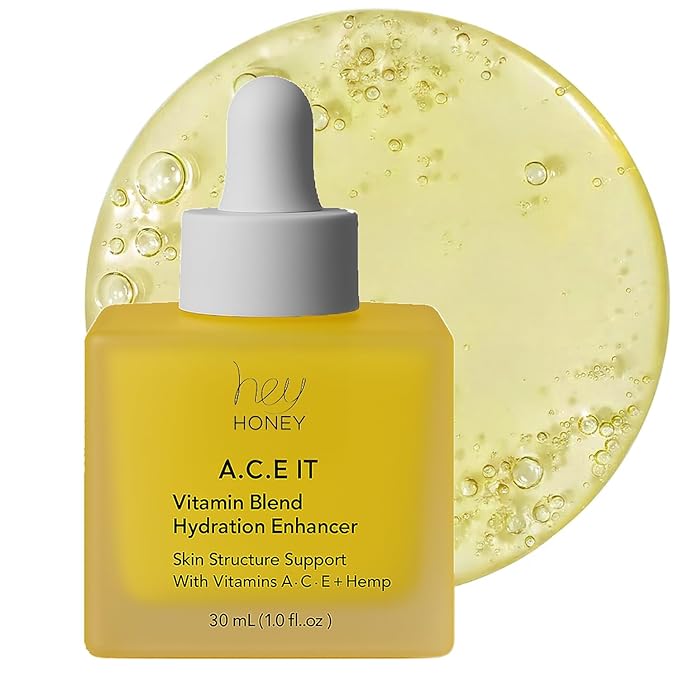 Hey Honey Skincare A.C.E. IT Blend Drops Vitamin A Vitamin C Vitamin E | Skin Treatment Dew Drops | Anti Aging Face Oil targets Wrinkles & Uneven Skin Texture, Visibly Brighten & Smooth | 1 Oz