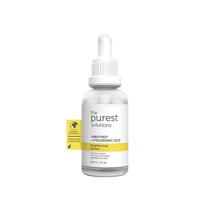 The Purest Solutions Brightening Serum (Arbutin 2% + Hyaluronic Acid) - Eliminate Skin Tone Inequalities & Support Vibrant Bright Skin - Vegan | Cruelty Free | Eco Friendly (1 fl. oz)
