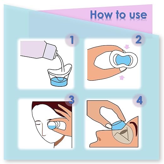 Silicone Eye Wash Cups, Eye Wash Bath for Refresh and Clean Tired Eyes, 4 Pcs Updated Version Pink and Blue with 2 Storage Containers