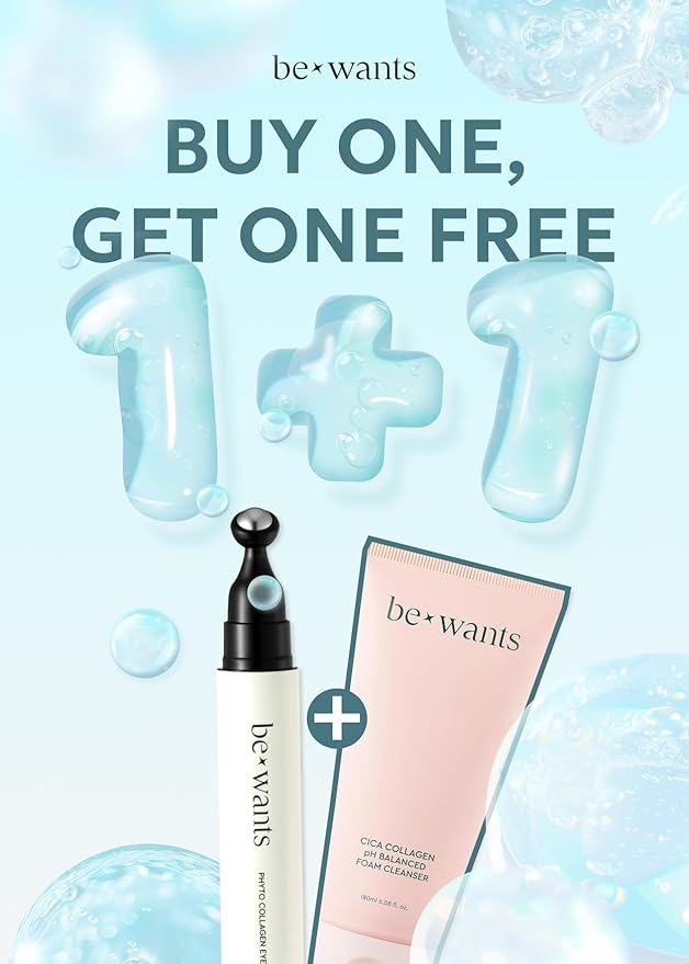 Bewants Instant Eye Bag Remover, Phyto Collagen Roll-On Serum Stick – Refreshing Under Eye Massage with 61% Bamboo Water & 10% Phyto Collagen (2 Pack)