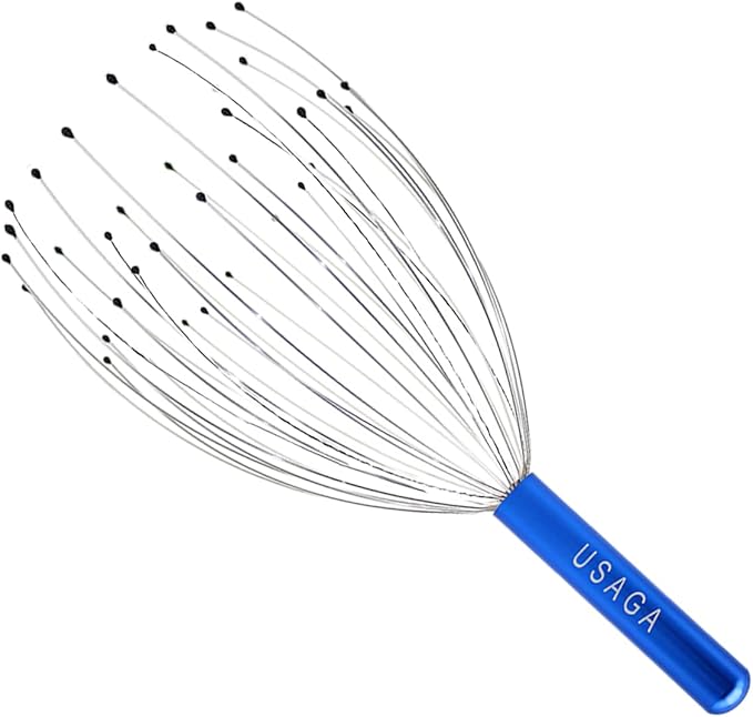 USAGA 36 Fingers Head Massager Scalp Massager Head Scratcher for Scalp Body Relaxing (Blue)