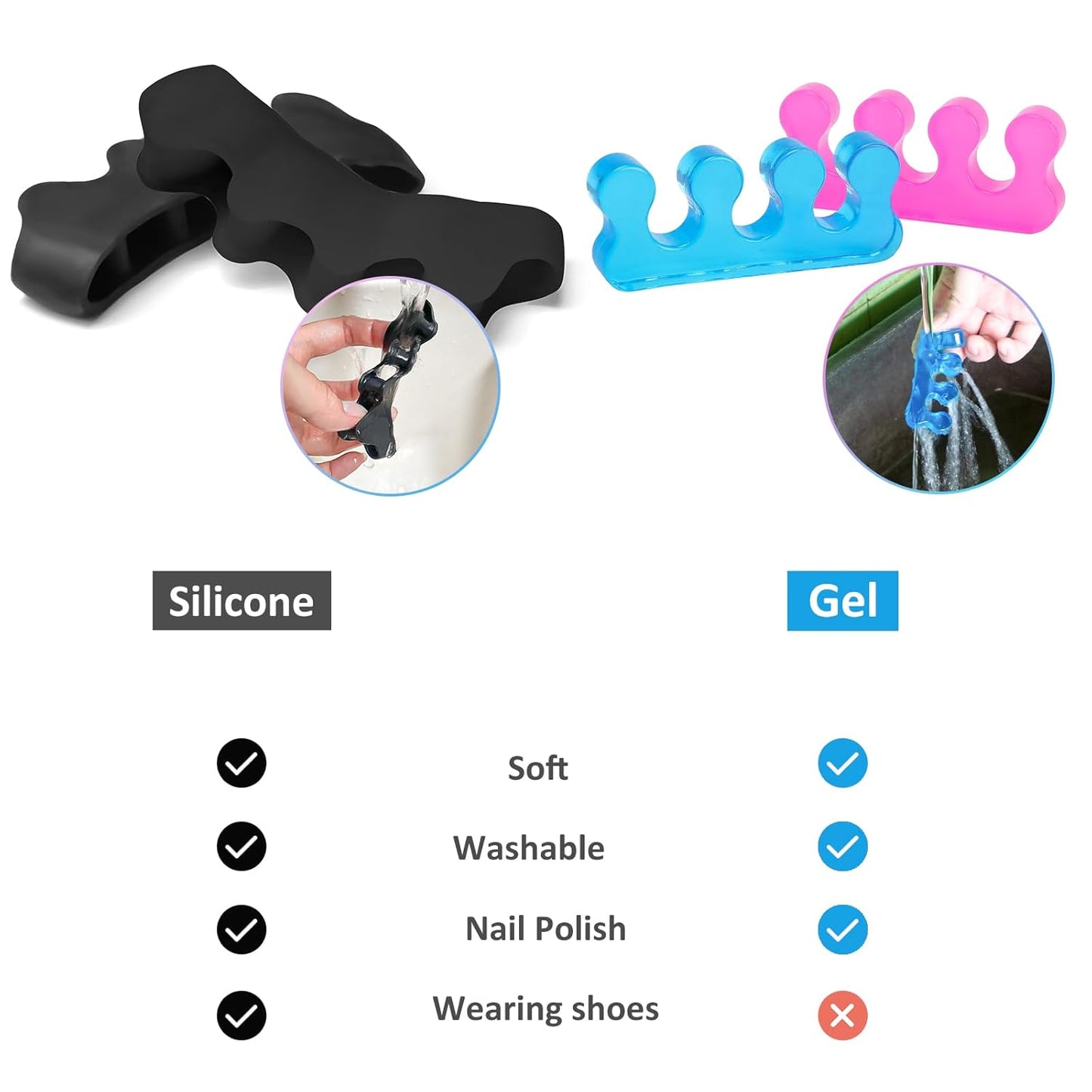 SUNFATT Toe Spacers for Men ang Women,Toe Separators for Women,Relieves Overlapping Toes,Bunions Corrector and Hammer Toe Pain,Gel Toe Spreader Separates and Relaxes Toes.2 Pcs