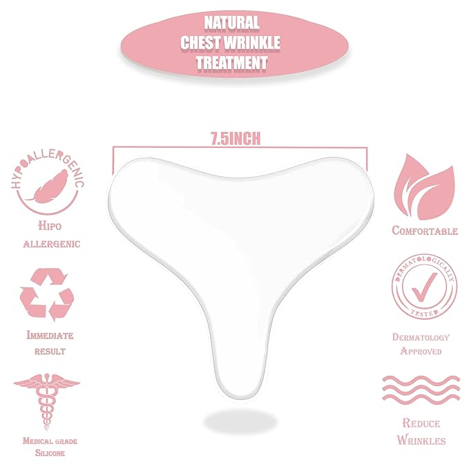 Chest Wrinkle Pads Set Of 2 Decollete Silicone Anti Wrinkle Chest Pads Reusable Anti Age Premium treatment Chest Wrinkle Patches Self Adhesive Pads For Collagen And Skin Tone Repair