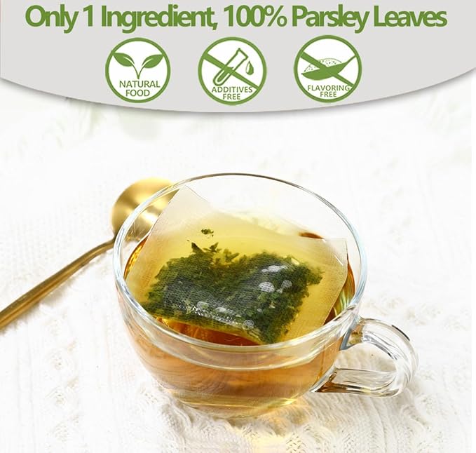 Premium 60 Parsley Tea Bags, Made with 100% Natural Parsley Leaves, Caffeine Free & No Additives.