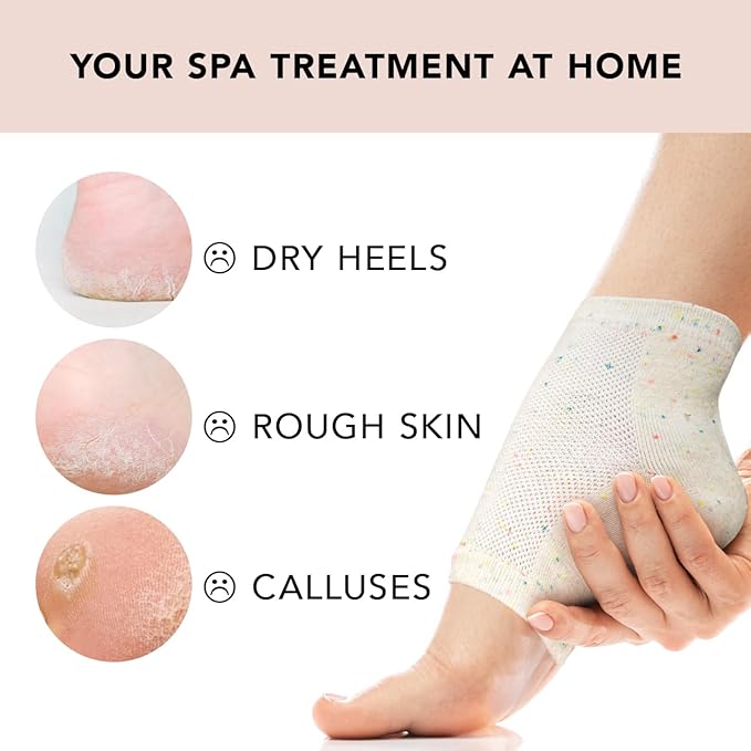 Kitsch Moisturizing Socks for Cracked Heel Treatment, Insulated Gel & Moisturizing Heel for Dry Cracked Feet Women & Men, Spa & Sleep Socks for Overnight Moisture Repair, 1 Reusable Pair