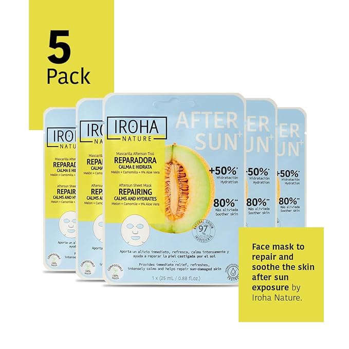 Skin Care Mask to Repair and Soothe After Sun Exposure - Pack of 5 Pieces