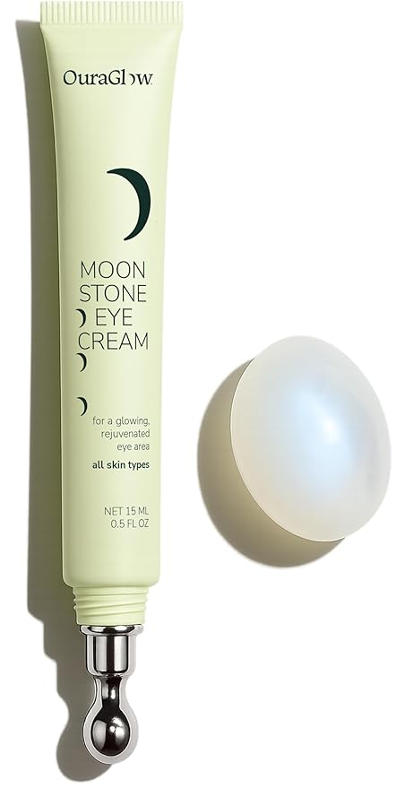 Caffeine Eye Cream for Dark Circles and Puffiness – Moonstone Under Eye Cream with Cooling Tip, Retinol, Hyaluronic Acid & Peptides – for Wrinkles, Bags, Fine Lines – Fragrance-Free