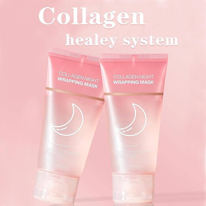 Collagen Night Wrapping Mask, Collagen Overnight Wrapping Peel off Facial Mask, Overnight Face Masks for Women, Korean Peel off Face Mask for Hydrates and Tightens Skin, 2.53 fl.oz (1)