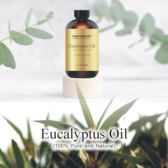 First Botany, 100% Pure Eucalyptus Oil - Premium Eucalyptus Essential Oil for Aromatherapy, Massage, Topical & Household Uses - 1 fl oz (Eucalyptus)