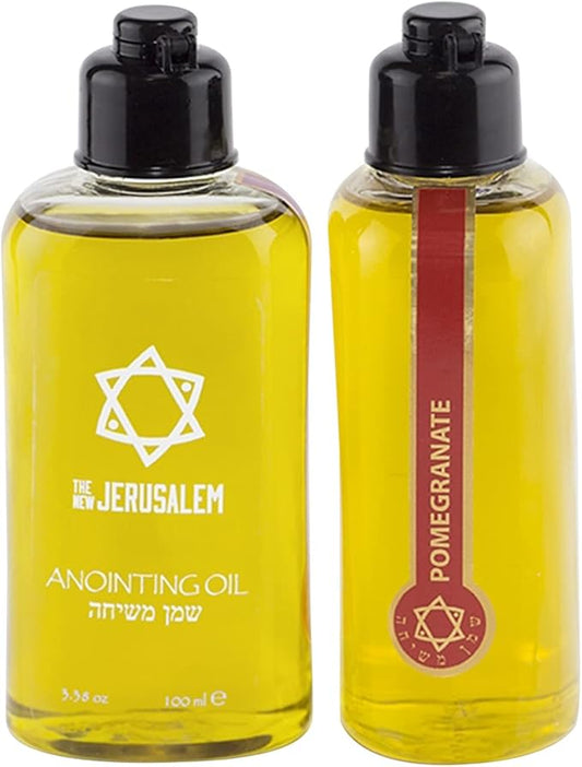 Pomegranate Anointing Oil from Israel, Holy Spiritual Oils Bottles from Jerusalem Blessed, Handmade with Natural Ingredients and Blessed for Wedding Ceremony, Religious Use, 3.4 Fl Oz