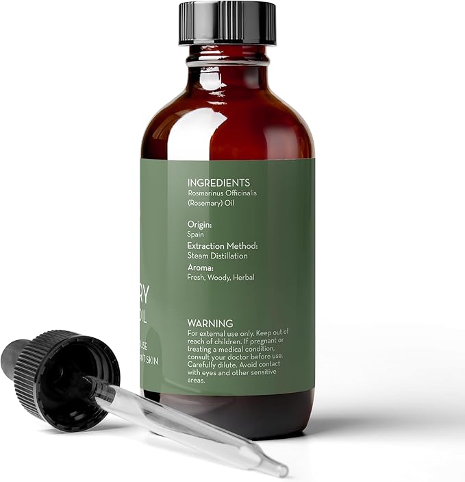 Pure Body Naturals - 100% Pure Rosemary Essential Oil, Steam-Distilled for Aromatherapy, Scalp Massage & DIY Blends, 4 fl oz