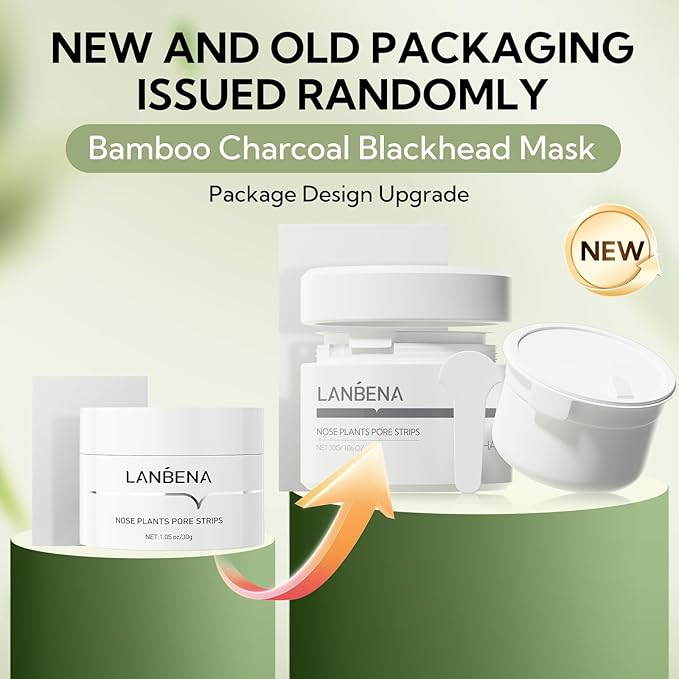 LANBENA Blackhead Remover Nose Pore Strips for Face, 2.0 Upgraded Deep Cleansing Peel off Mask Nose Strips Skincare for All Skin (1.06 Oz/30g) - 60pcs Strips