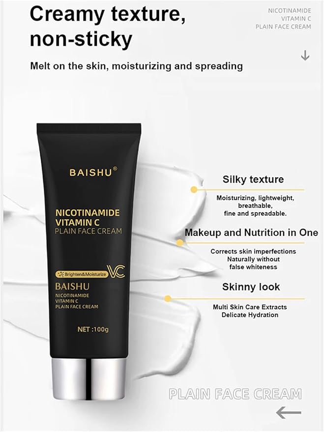Nicotinamide Vitamin C Plain Face Cream, Niacinamide Purifying Cleanser, Niacinamide Vitamin C Black Tube Skin Cream, Multifunctional Smooth Hydrating Niacinamide Makeup Cream (2)
