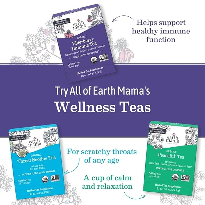 Earth Mama Organic Heartburn Tea | Pregnancy-Safe Soothing Herbal Blend with Marshmallow Root, Lemon Balm & Chamomile, 16 Teabags Per Box (2-Pack)
