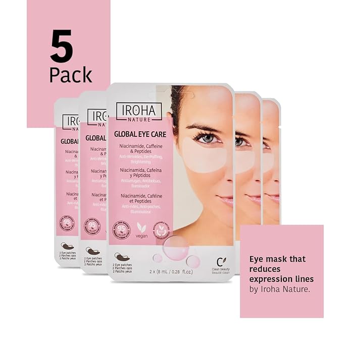 Eye Mask Patches (5 pairs) + Phyto Retinol Face Masks (5 masks) -Skin Care Mask with Bakuchiol & Eye Mask with Caffeine, Niacinamide, Reduces Wrinkles, Baggy Eyes and Puffiness -Total Bundle 10 pieces