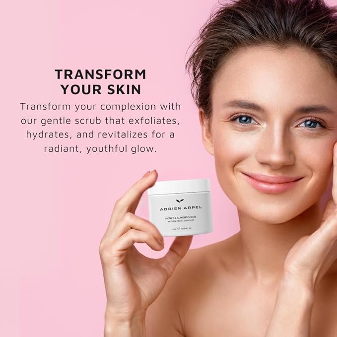 Honey Almond Skin Scrub by Adrien Arpel, Face Mask Helps Improve Skin Tone and Texture, Moisturizing and Smoothing