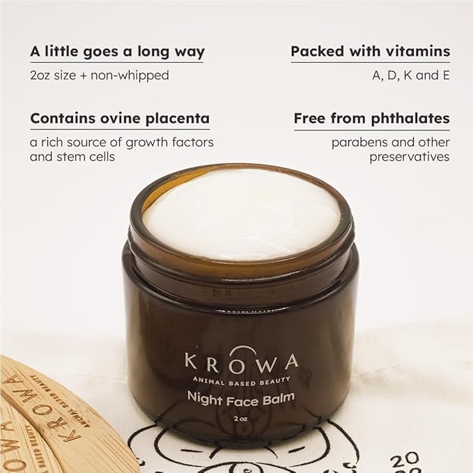 Night Face Balm - Grass Fed Tallow Cream w/Essential Oils. Growth Factors & Stem Cells for Natural Skin Rejuvenation. Collagen and Elastin to Boost Skin Renewal. Clean Beauty, No Additives