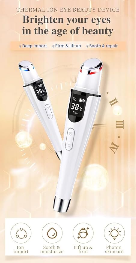 Eye Massage Wand,Vibration and Warm,Reducing Fine Lines, Dark Circles, Eye Bags Eyes Puffiness