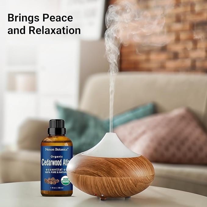 Organic Cedarwood Essential Oil 30 ml - Pure Natural Cedar Wood Oil for Diffusers, Aromatherapy & Hair Growth - Aceite de Cedro Puro - Nexon Botanics