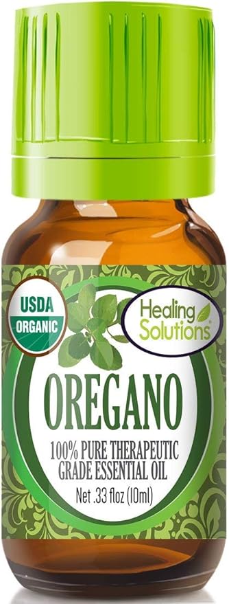 Healing Solutions Organic Oregano Essential Oil (0.33 oz/10ml), Pure & Undiluted Oregano Oil for Diffuser, Hair & Skin