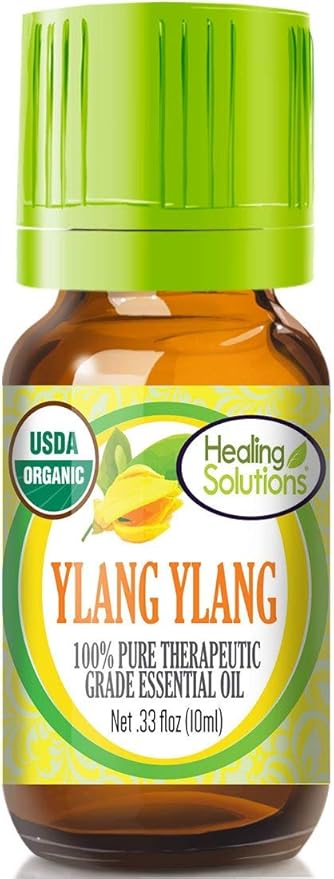 Healing Solutions 0.33 oz (10 ml) Ylang Ylang Essential Oil, Organic, Pure, Undiluted for Skin, Diffuser, & Aromatherapy