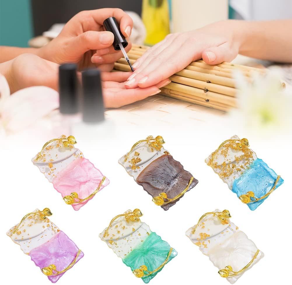 Resin Nail Art Palette, Nail Art Painting Palettes with Nail Palette Stirring Rod Gold Edge Nail Holder Nail Art Display Board Fashion Delicate Nail Tool Accessories, Type 4