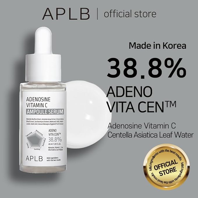 APLB Adenosine Vitamin C Ampoule Serum | ADENO VITA CEN™ 38.8% 1.35 FL.OZ/Korean Skincare, Wrinkle care, Deep hydration, Sensitive skin, Revitalize for gentle and improve skin texture