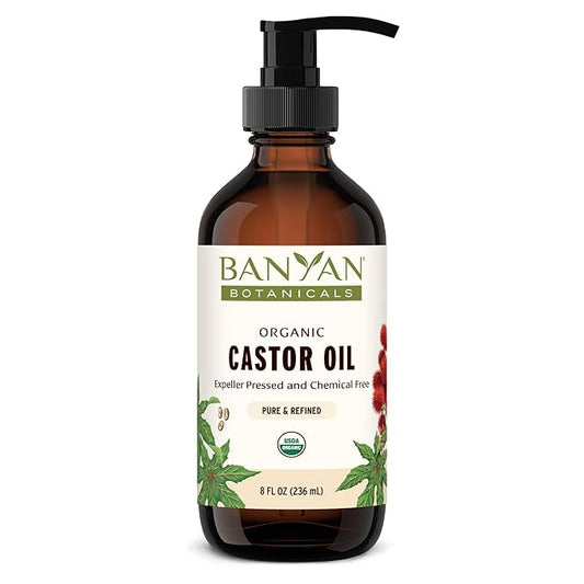 Banyan Botanicals Organic Castor Oil – Pure and Refined Castor Oil – for Face and Skin Care, Hair Care, and Natural Beauty – 8 oz – Non GMO, Hexane Free, Vegan, and Cruelty Free