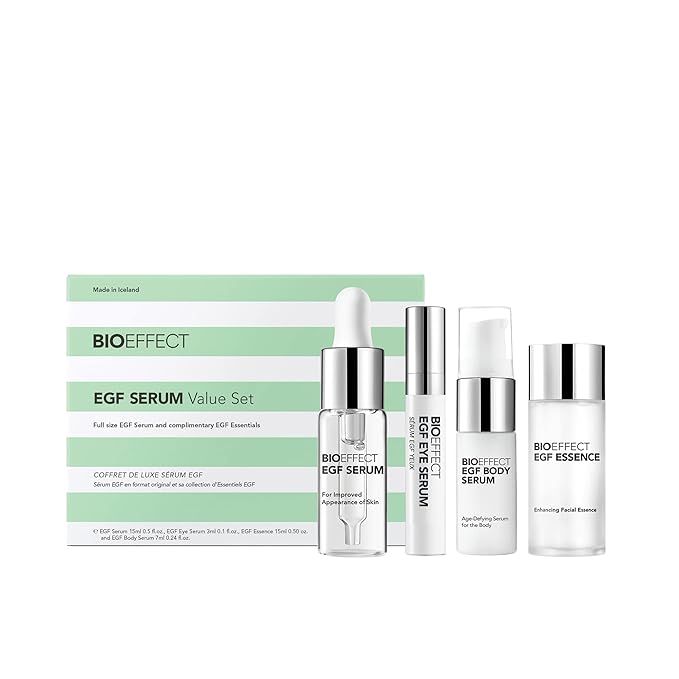 BIOEFFECT EGF Serum Value Skin Care Set, Gift Kit for Women & Men of Mini Facial Essence, Eye Treatment & Body Serum for Anti-Aging, Hydrating, Wrinkle-Fighting with Growth Factor and Hyaluronic Acid