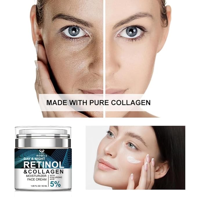 SORYA Skin Care Retinol Facial Moisturizer Hydrating with Hyaluronic Acid, Skincare Face Cream to Reduce Wrinkles Powerful Day and Night Anti-Aging Cream