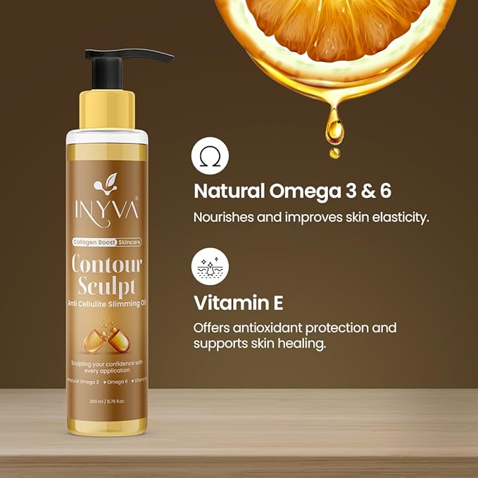 ContourSculpt Anti-Cellulite Slimming Massage Oil | with Natural Omega 3, 6 & Vitamin E | Hydrating & Nourishing | for All Skin Types - 6.7 Oz
