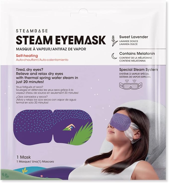 Epielle Steam Eye Mask Pack of 6 for Dry Eyes and Puffiness Helping Sleep with Melatonin Steam Moisture Self Inflate Heated from Korea