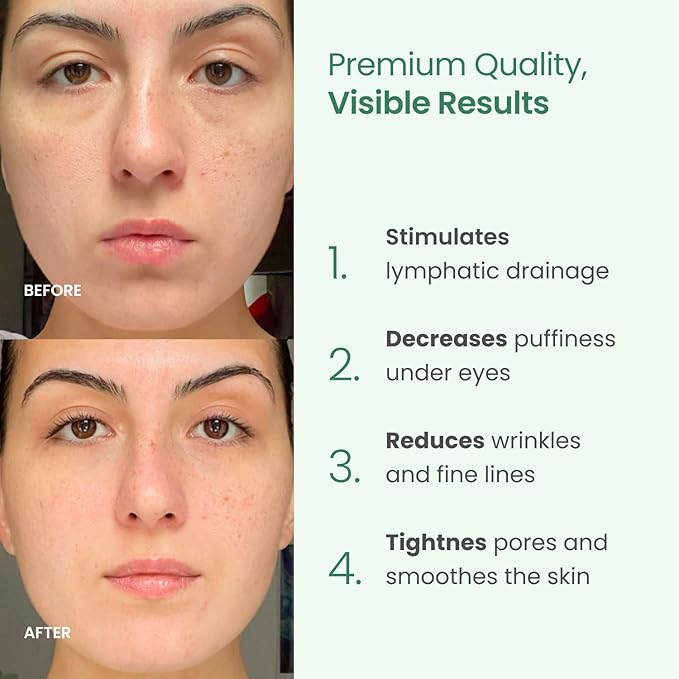 PLANTIFIQUE Jade Roller & Gua Sha Set – Real Jade Facial Tools for Skin Care Routine – Certified Face Massager for Radiant Skin