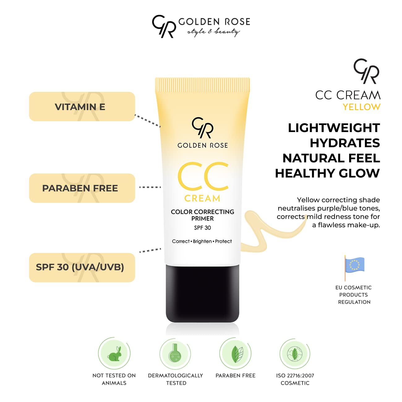 Golden Rose Makeup CC Cream Color Correcting Primer - (Yellow)
