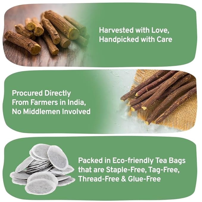 HANDPICK, Licorice Root Tea Bags (50 Count, 2g/bag) Licorice Tea | Non-GMO, Caffeine Free | Premium Quality Eco Conscious Round Bags