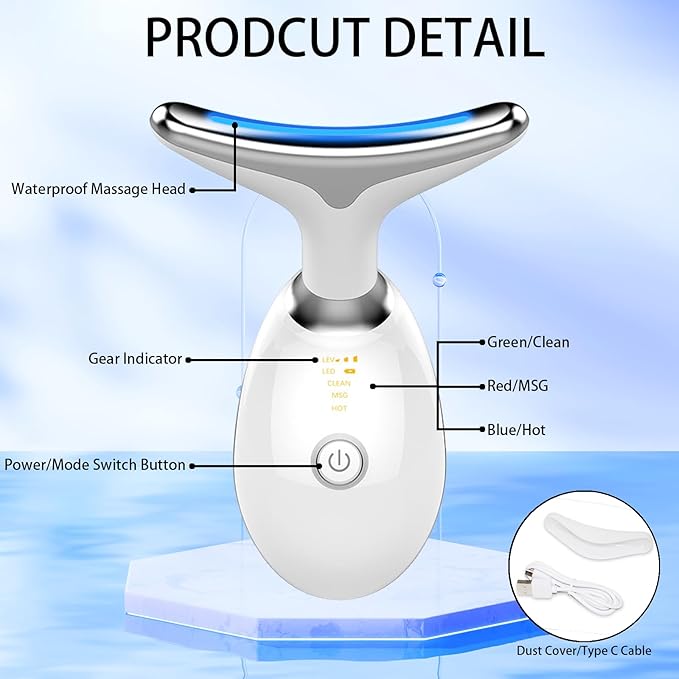 Face Sculpting Tool, Neck and Face Massager, Portable 3 in 1 Facial Device for Daily Skin Care, White