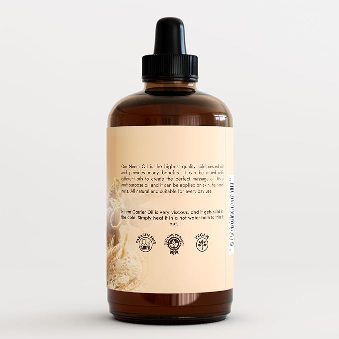 Organic Neem Oil for Skin Neem Oil for Hair Need Oil 100% Pure Cold Pressed Neem Oil for Essential Oil Mixing Neem Oil for Plants Neem Cake Massage Oil Neem Oil Spray for Indoor Plants 4oz
