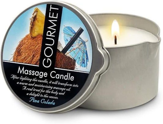 Gourmet Collection Piña Colada Massage Candle for Couples - Moisturizing & Hydrating Skin Care Body Massage Oils Candle - Natural, Vegan (6.76oz) 2344