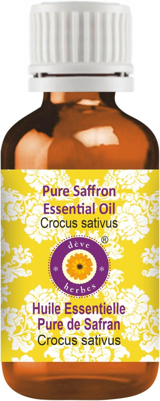 dève herbes Pure Saffron Essential Oil (Crocus sativus) 100% Therapeutic Grade Steam Distilled 5ml (0.16 oz)