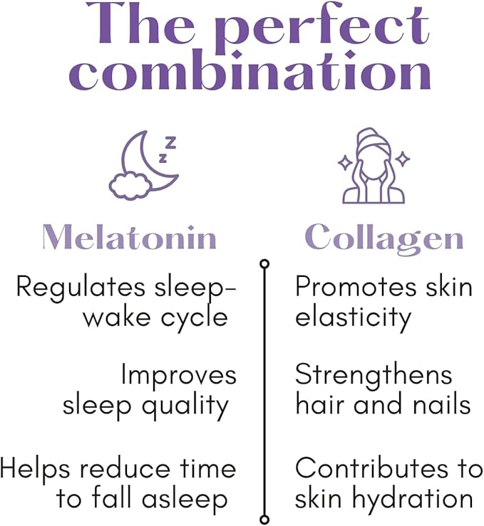 Liquid Collagen with Melatonin | Box with 10 Shots | 6000mg Collagen | Peach Flavor