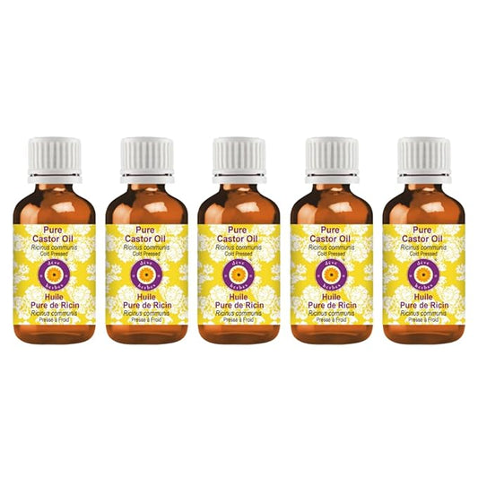 dève herbes Pure Castor Oil (Ricinus communis) Cold Pressed (Pack of five) 100ml X 5 (16.9 oz)