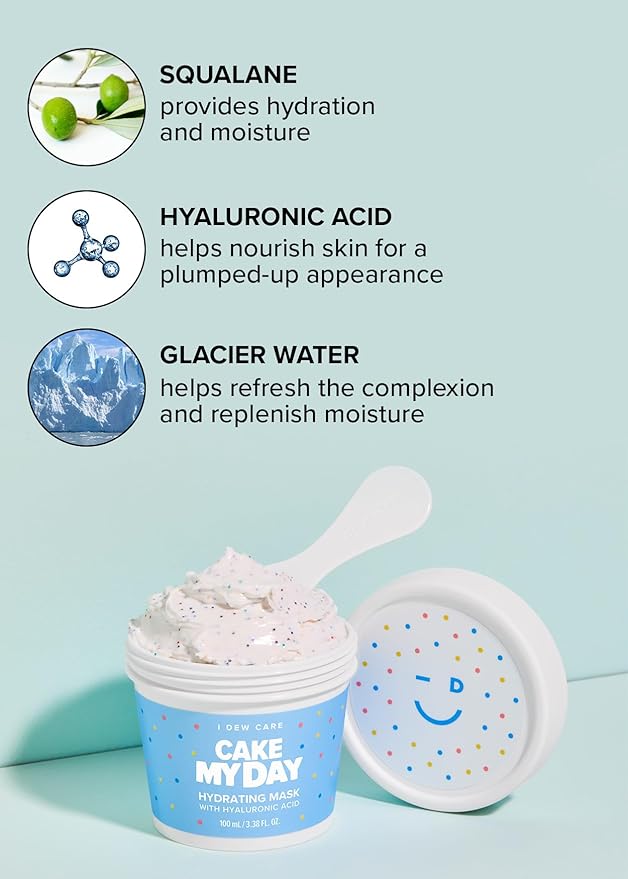 I DEW CARE Wash Off Face Mask - Cake My Day | With Hyaluronic Acid, Self Skin Care, Facial Treatment, Vegan, Cruelty-Free, Paraben-Free, Exfoliating, Deep Cleansing Detox, 3.38 Oz