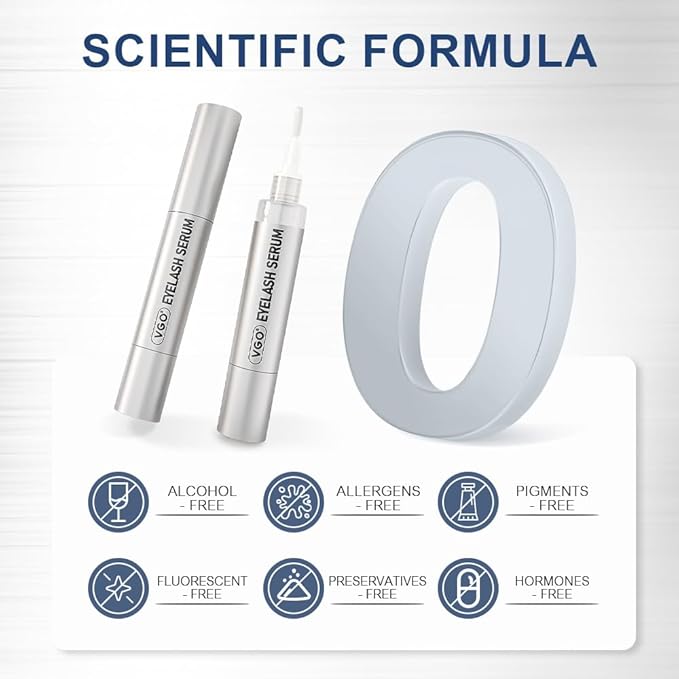 VGO Eyelash Serum - Lash Serum for Eyelash Growth, Clear Effect for Thicker, Longer Lashes with Natural Ingredients - Safe, Gentle & Non-Irritating for All Skin Types.