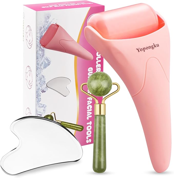 Gua Sha Facial Tools,Ice Roller for Face,Face Roller & Massager Guasha, Gifts Skincare Tools for Women,Stainless Steel Gua Sha Tools.
