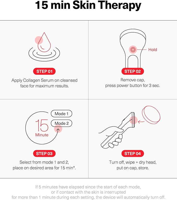 Rejuvenating Red Beauty Beam by CELLECT Red LED Handheld Infrared Therapy Facial Spa & Home Collagen Skincare Device for Wrinkles and Fine Lines