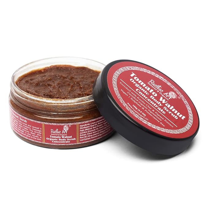 Tomato Walnut Body Scrub Concentrate | Exfoliating Body, Hands, Face, Legs, Foot | Foaming Scrub, Lasts 3X Longer | For Women & Men | Vegan & Cruelty Free | (3.5 Oz)