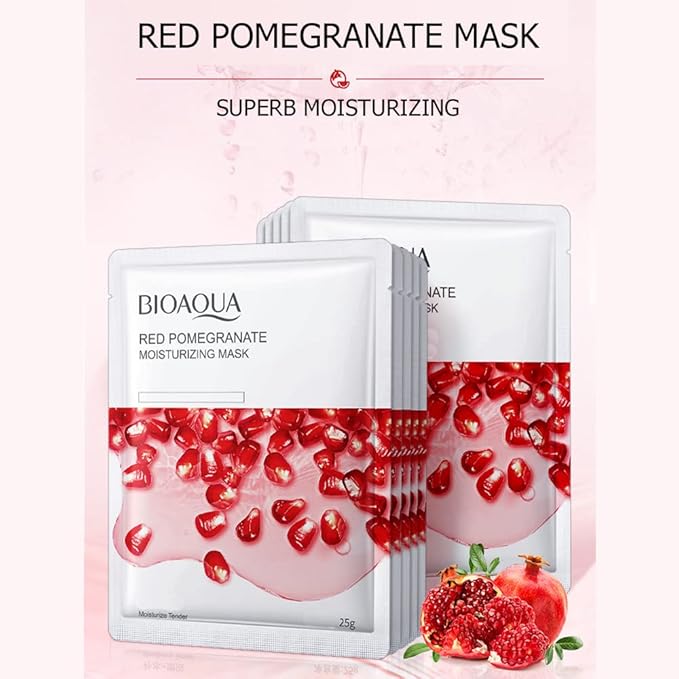 BIOAQUA Moisturizing Tender Face Mask Fruit Honey Green Tea Cucumber Avocado Blueberry Red Pomegranate Aloe Vera Facial Skin Care 25g x 8pcs