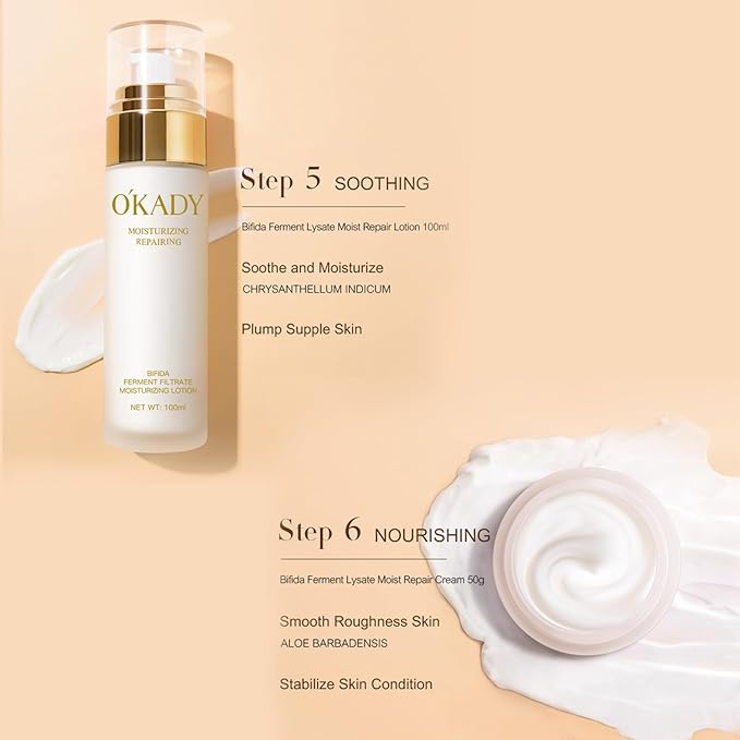 O'KADY Bifida Ferment Lysate Moist Repair Set Skincare set with Bifidobacterium fermentation decomposition ingredients for moisturizing nourishingmaking the skin soft smoothWomen's skincare