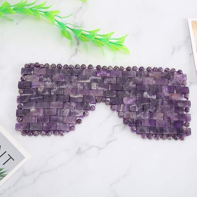 Jade Eye Mask, Jade Stones Agingproof Cooling Sleeping Eye Mask, Cold Eye Covers For Relief Eye Fatigue (Amethyst)