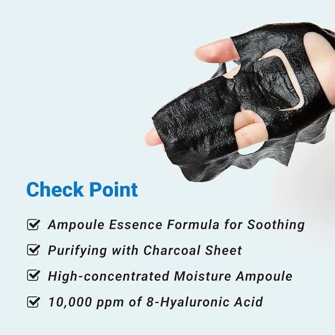 Real Barrier Aqua Soothing Ampoule Face Mask, 10ea, Low pH Korean Sheet Mask with Hyaluronic Acid, Cooling, Soothing, Clarifying, Hydrating